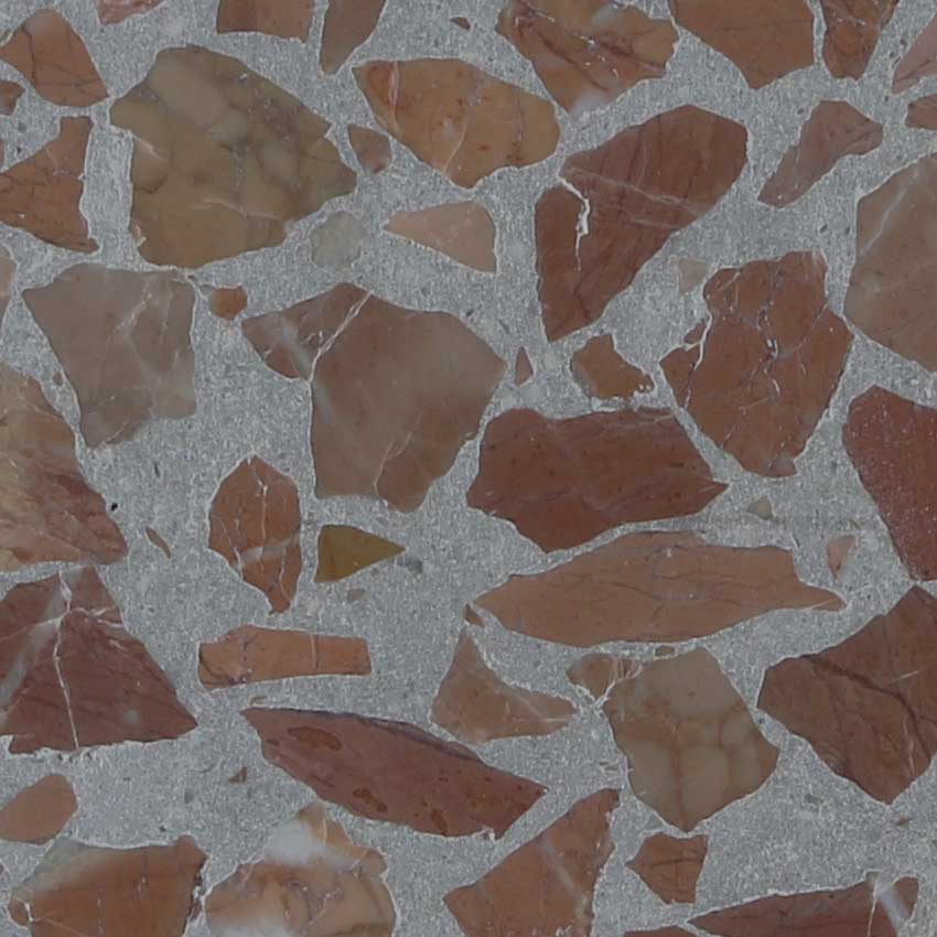 Red Coloured Terrazzo Tiles With Large Aggregate