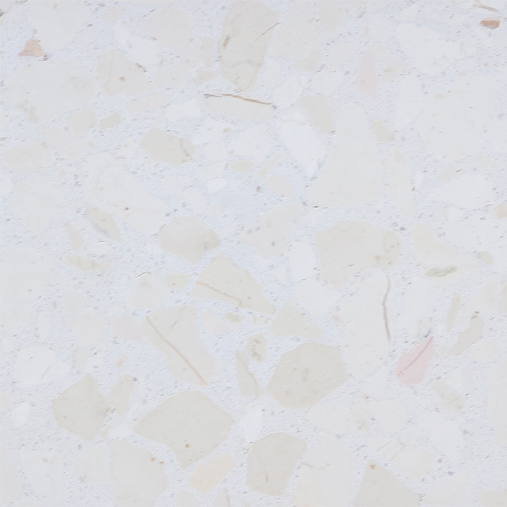 White Coloured Terrazzo Tiles With Large Aggregate