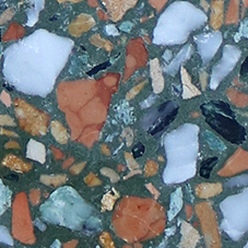 Green Coloured Terrazzo Tiles With Large Aggregate