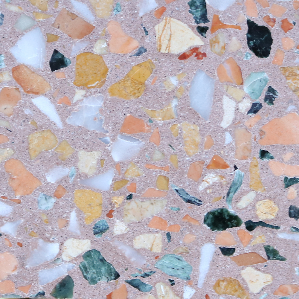 Pink Coloured Terrazzo Tiles With Large Aggregate