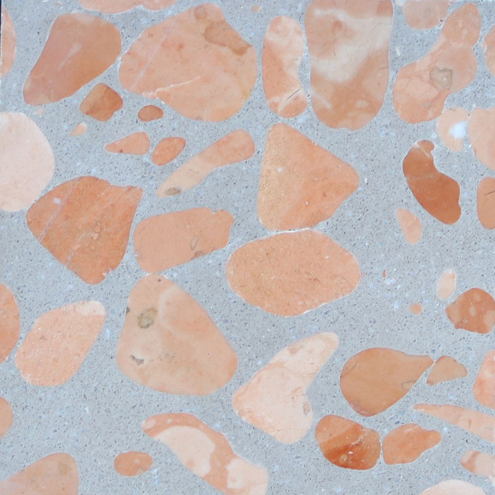 Pink Coloured Terrazzo Tiles With Round Aggregate