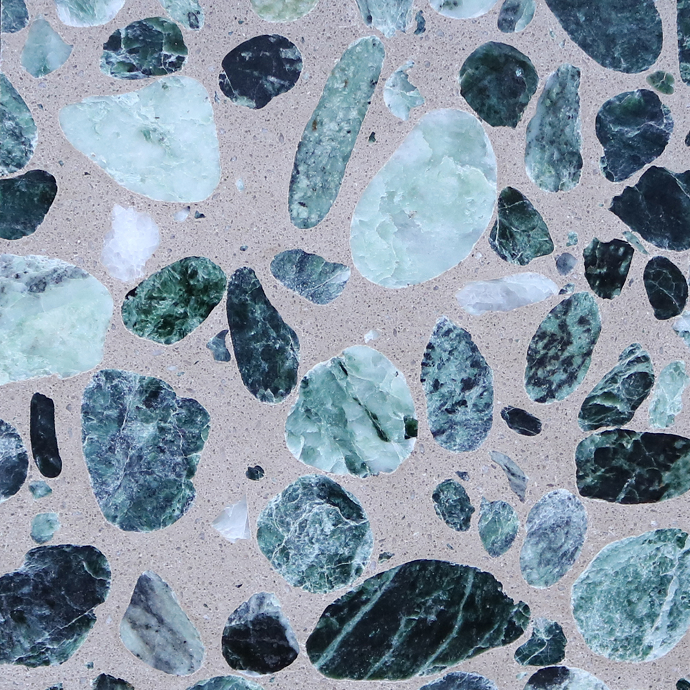 Green Coloured Terrazzo Tiles With Round Aggregate